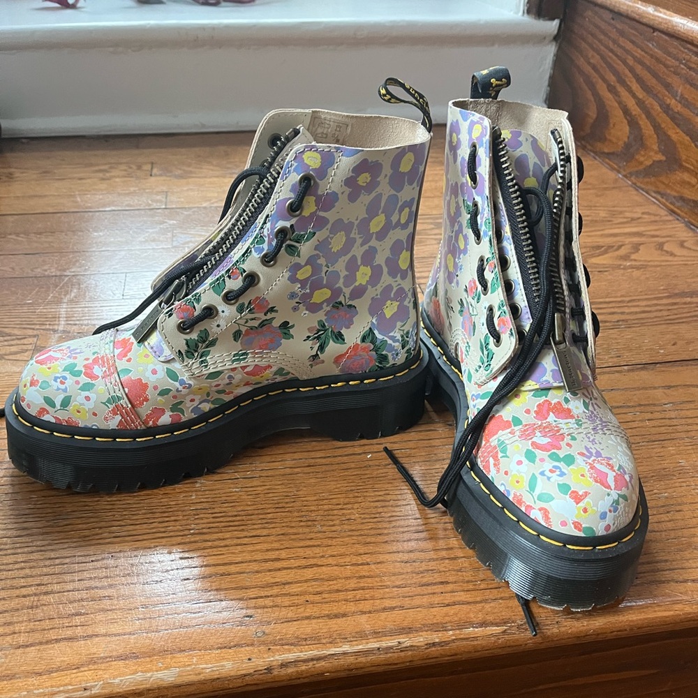Floral Doc Marten boots, never worn, size 9